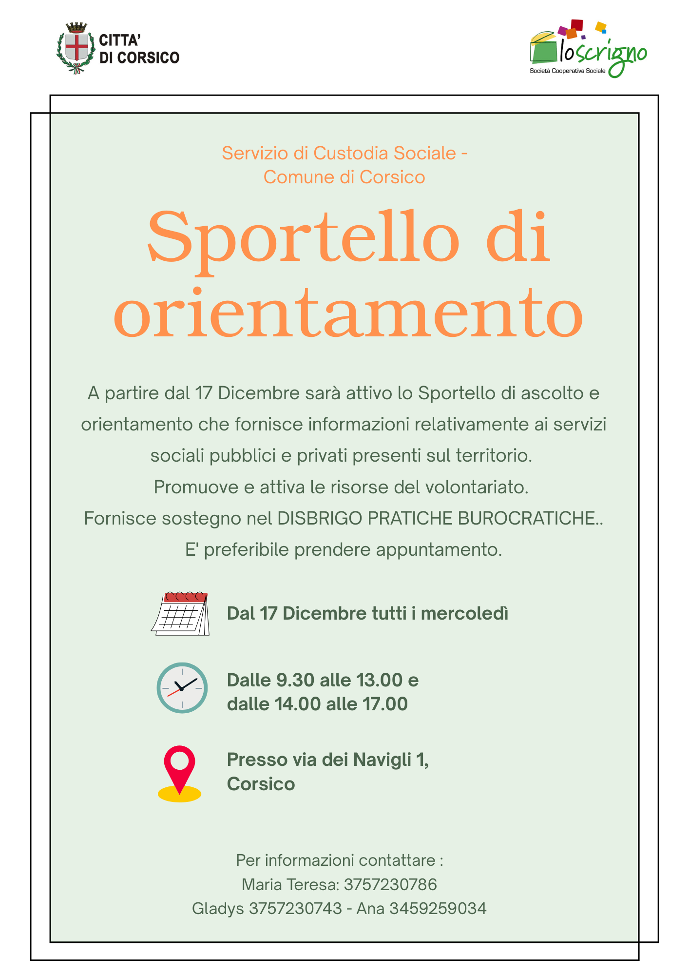 SPORTELLO DI ORIENTAMENTO VIA DEI NAVIGLI CORSICO